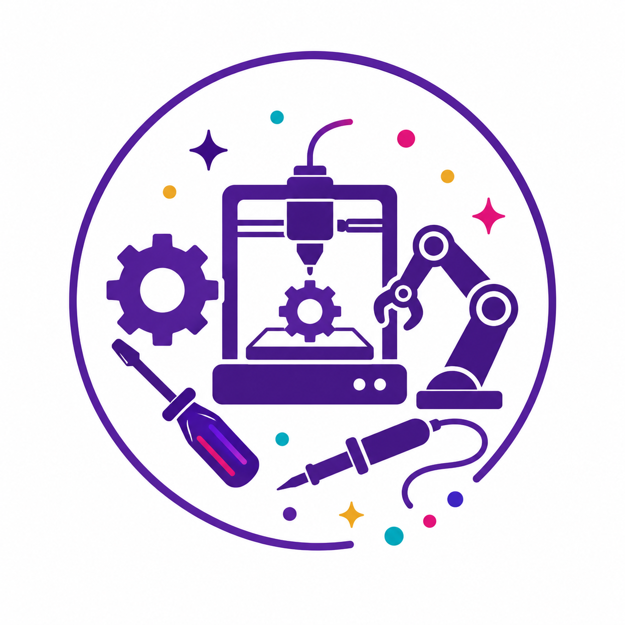 3D printer and circuit board icon
